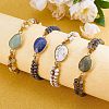 Natural & Synthetic Howlite Teardrop Link Braided Bead Bracelet BJEW-SZ0002-54A-5