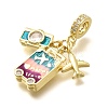 Brass Enamel Airplane & Luggage & Camera European Dangle Charms KK-M309-18G-03-2