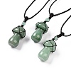 Natural Green Aventurine Mushroom Pendant Necklace NJEW-E065-01A-1