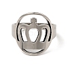 Non-Tarnish 201 Stainless Steel Crown Thick Finger Ring for Women RJEW-G266-39P-1