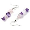 Natural Rose Quartz & Amethyst Chip Dangle Earrings Set EJEW-JE06246-01-4