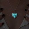 Luminous Glow In The Dark Alloy Heart Pendant Necklace LUMI-PW0006-65-1