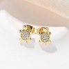 Brass Micro Pave Clear Cubic Zirconia Stud Earrings EJEW-M076-03G-1