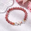 Synthetic Moonstone & Frosted Natural Weathered Agate Beads Stretch Bracelets for Women BJEW-JB11333-04-1