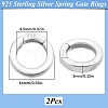 2Pcs 925 Sterling Silver Spring Gate Rings STER-SC0001-36B-2
