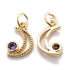 Real 18K Gold Plated Brass Micro Pave Cubic Zirconia Charms ZIRC-M114-52G-03-2