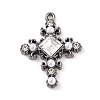 Cross Theme Brass Micro Pave Clear Cubic Zirconia Pendants ZIRC-I067-04A-01-1