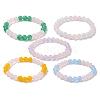 5Pcs 5 Colors Dyed Natural Malaysia Jade Round Beaded Stretch Bracelets Set BJEW-JB10140-1