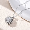 Brass Clear Cubic Zirconia Rotatable Sunflower Pendant Necklaces for Women NJEW-C067-05P-2