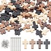  80Pcs 4 Colors Cross Wooden Pendants DIY-NB0007-52-1