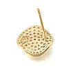 Brass Micro Pave Cubic Zirconia Stud Earring Findings with Loops CU-CBA1682-03G-2