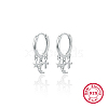 Anti-Tarnish Rhodium Plated 925 Sterling Sliver Dangle Hoop Earrings EG2147-1-1