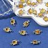 SHEGRACE Brass Pave Cubic Zirconia Square Connector Charms XGRQ2O014-440D-P-4