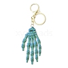 Halloween Plastic Skeleton Hand Pendant Keychain LS-HJEW-H063-01G-02-1