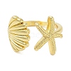 Brass Open Cuff Rings for Women RJEW-Z072-02G-04-2