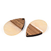 Transparent Resin & Walnut Wood Pendants RESI-N039-25E-2