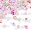 80Pcs 8 Colors Baking Paint Crackle Glass Pendants PALLOY-TAC0186-3