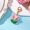 Flower Glass Seed Beaded Pendant Decorations HJEW-MZ00163-05-2