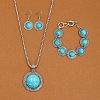 Alloy with Synthetic Turquoise Pendant Necklaces & Link Bracelets & Dangle Earring Sets WGBFEA3-04-1