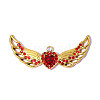 304 Stainless Steel Micro Pave Red Cubic Zirconia Pendants CU-OY001-28G-1