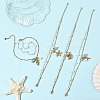 Ocean 304 Stainless Steel Sea Animals & Handmade Flower Printed Porcelain Ceramic Charm Anklets AJEW-AN00866-1