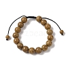 10mm Round Natural Wood Lace Stone Braided Bead Bracelets BJEW-C067-01C-17-3