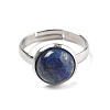 Half Round Natural Lapis Lazuli Finger Rings RJEW-M062-01P-28-2
