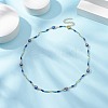Brass Evil Eye & Glass Beaded Chain Necklace NJEW-JN04312-4