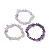 3Pcs Natural Amethyst & Natural Blue Lace Agate Chip Beaded Stretch Bracelet Sets BJEW-JB10864-4