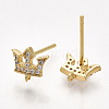 Brass Cubic Zirconia Stud Earring Findings KK-S350-384-2