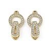 Brass Clear Cubic Zirconia Fold Over Clasps KK-Z078-09G-1