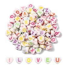 Opaque Acrylic Heart Beads SACR-YW0001-54