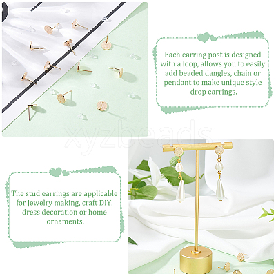 20Pcs Brass Stud Earring Findings KK-DC0001-34-1