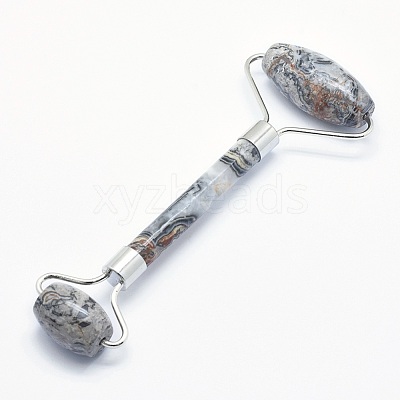 Natural Map Stone/Picasso Stone/Picasso Jasper Brass Face Massager MRMJ-G009-11P-1