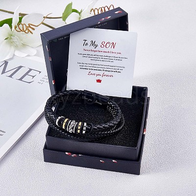 Word Love You Forever Braided Leather Triple Layer Multi-strand Bracelet JB750A-1