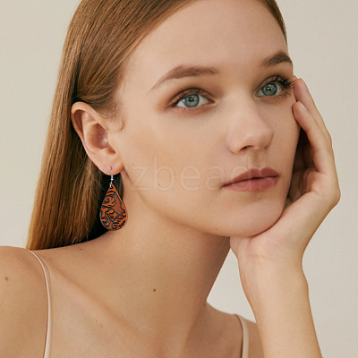 4 Pairs 4 Colors PU Leather Dangle Earrings with Steel Iron Pins EJEW-FI0003-09-1
