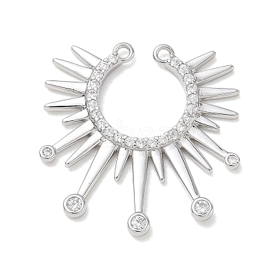 Brass Micro Pave Clear Cubic Zirconia Connector Charms CU-CBAEC29-01P-1
