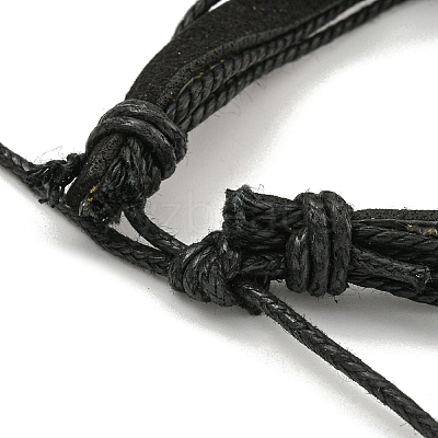 Braided PU Leather & Waxed Cords Multi-strand Bracelets BJEW-P329-09A-G-1
