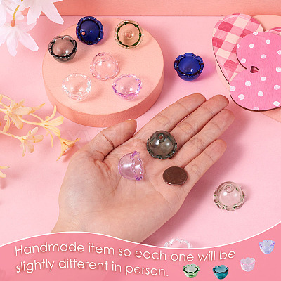 12Pcs 6 Colors Transparent Glass Bead Cap GLAA-TA0002-06-1