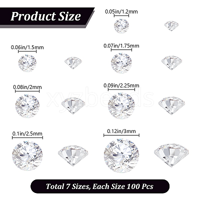 700Pcs 7 Styles Diamond Shape Grade AAA Cubic Zirconia Cabochons ZIRC-BBC0002-96-1