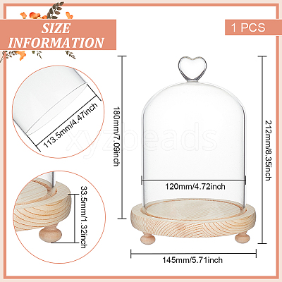 Heart Glass Dome Cover AJEW-WH0505-28B-1