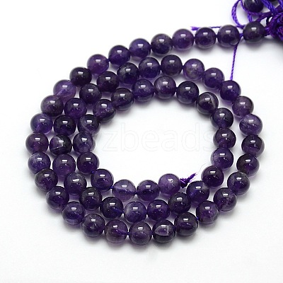 Natural Amethyst Round Bead Strands X-G-L170-6mm-01-1