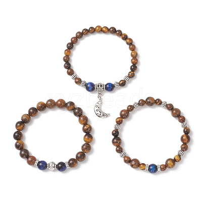 Adjustable Natural Tiger Eye Stretch Stackable Bracelets BJEW-JB13030-1