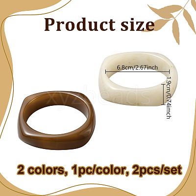 2Pcs 2 Colors Imitation Marble Acrylic Bangle for Women BJEW-HY0002-04A-1