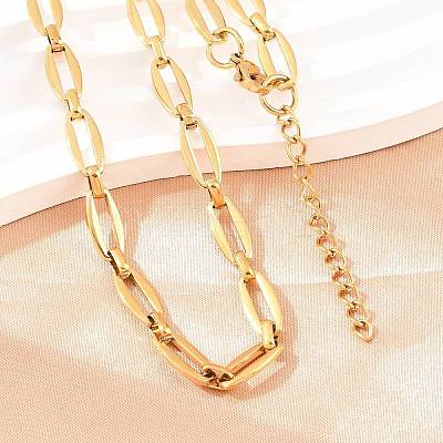 304 Stainless Steel Oval Link Chain Bracelet & Necklace Jewelry Sets SJEW-L199-06G-1
