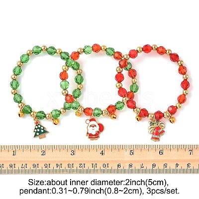 Christmas CCB Plastic & Glass Bead Bracelets BJEW-FS00029-1