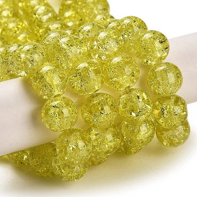 Spray Painted Crackle Glass Beads Strands CCG-Q001-10mm-04-1