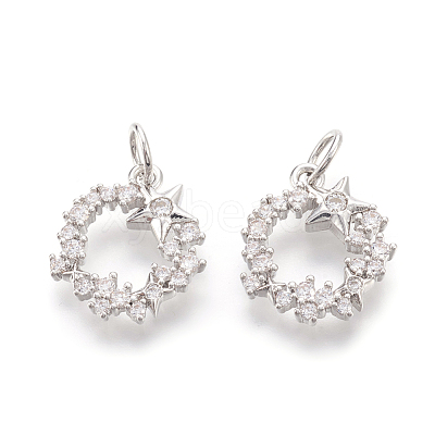 Brass Micro Pave Cubic Zirconia Charms KK-F774-09P-NR-1