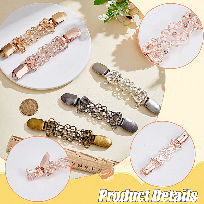 5Pcs 5 Colors Zinc Alloy with Crystal Rhinestone Cardigan Clips AJEW-AR0005-30-1