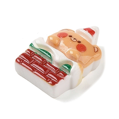 Christmas Bear Theme Opaque Resin Decoden Cabochons RESI-S397-02G-1
